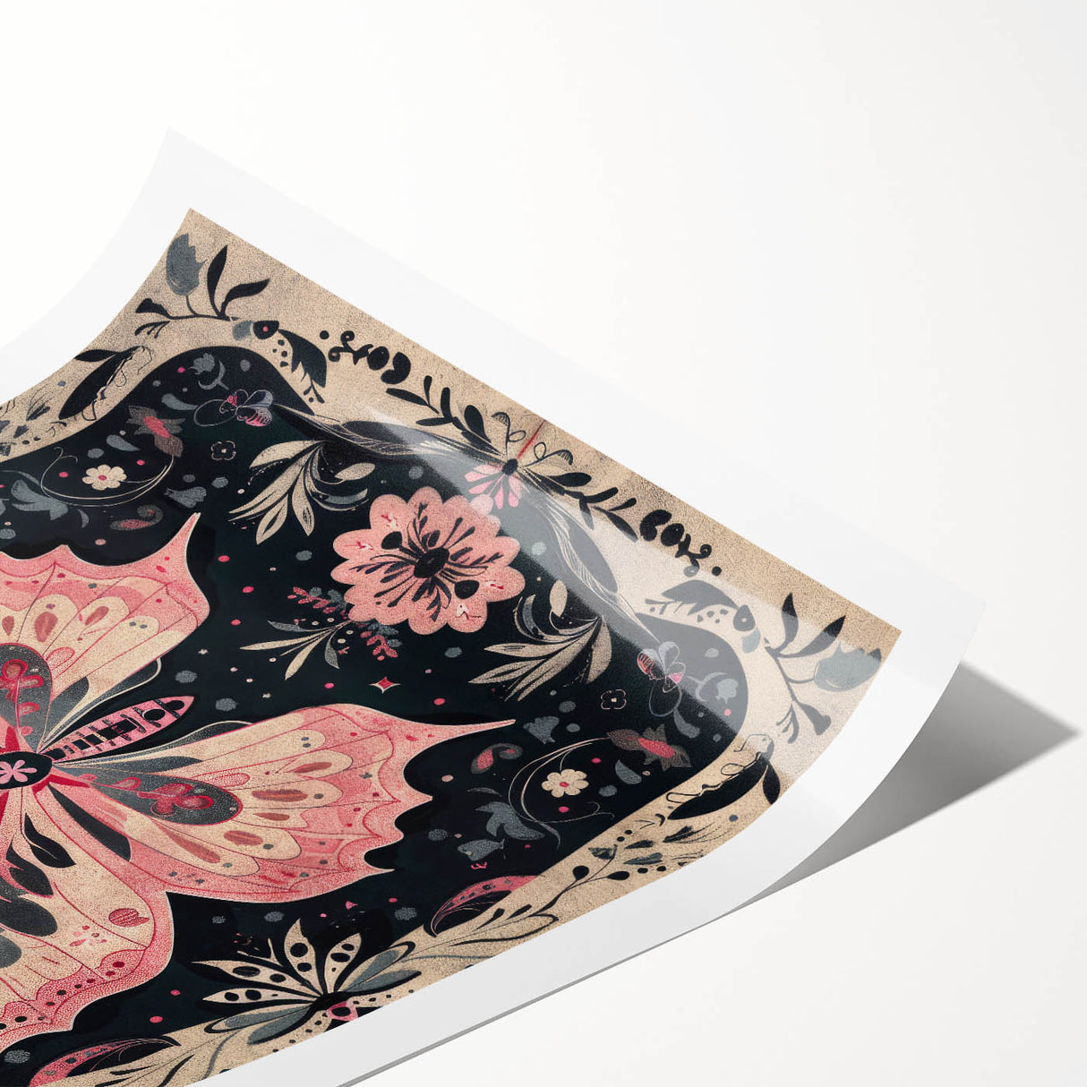 Scandinavian Wall Decor | Nordic Butterfly Art Print in Pink and Gray