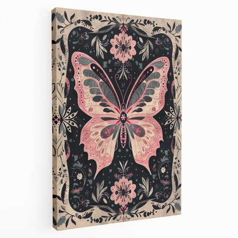 Scandinavian Wall Decor | Nordic Butterfly Art Print in Pink and Gray