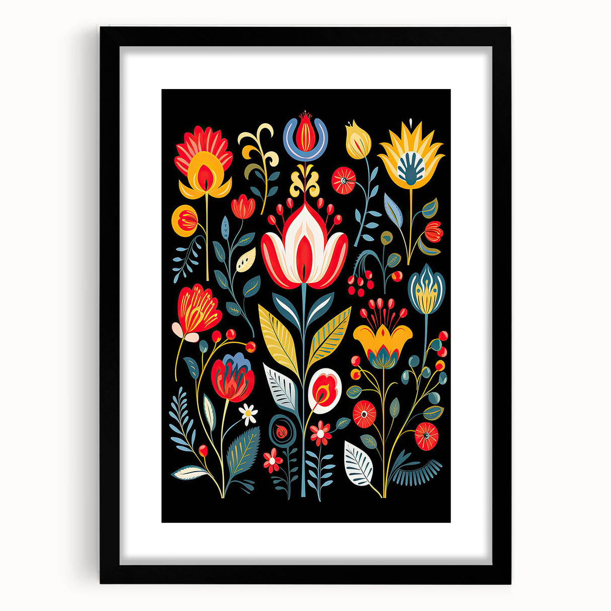 Scandinavian Wall Decor | Vibrant Floral Nordic Art Print
