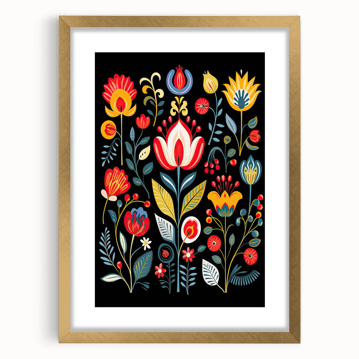 Scandinavian Wall Decor | Vibrant Floral Nordic Art Print