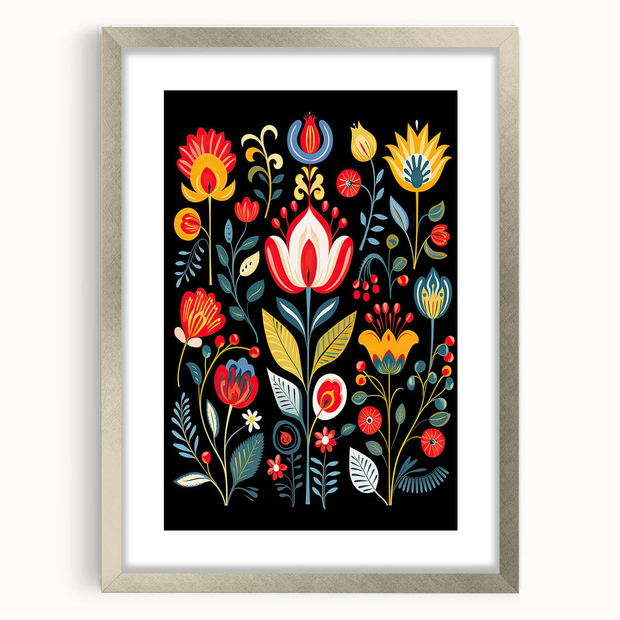 Scandinavian Wall Decor | Vibrant Floral Nordic Art Print