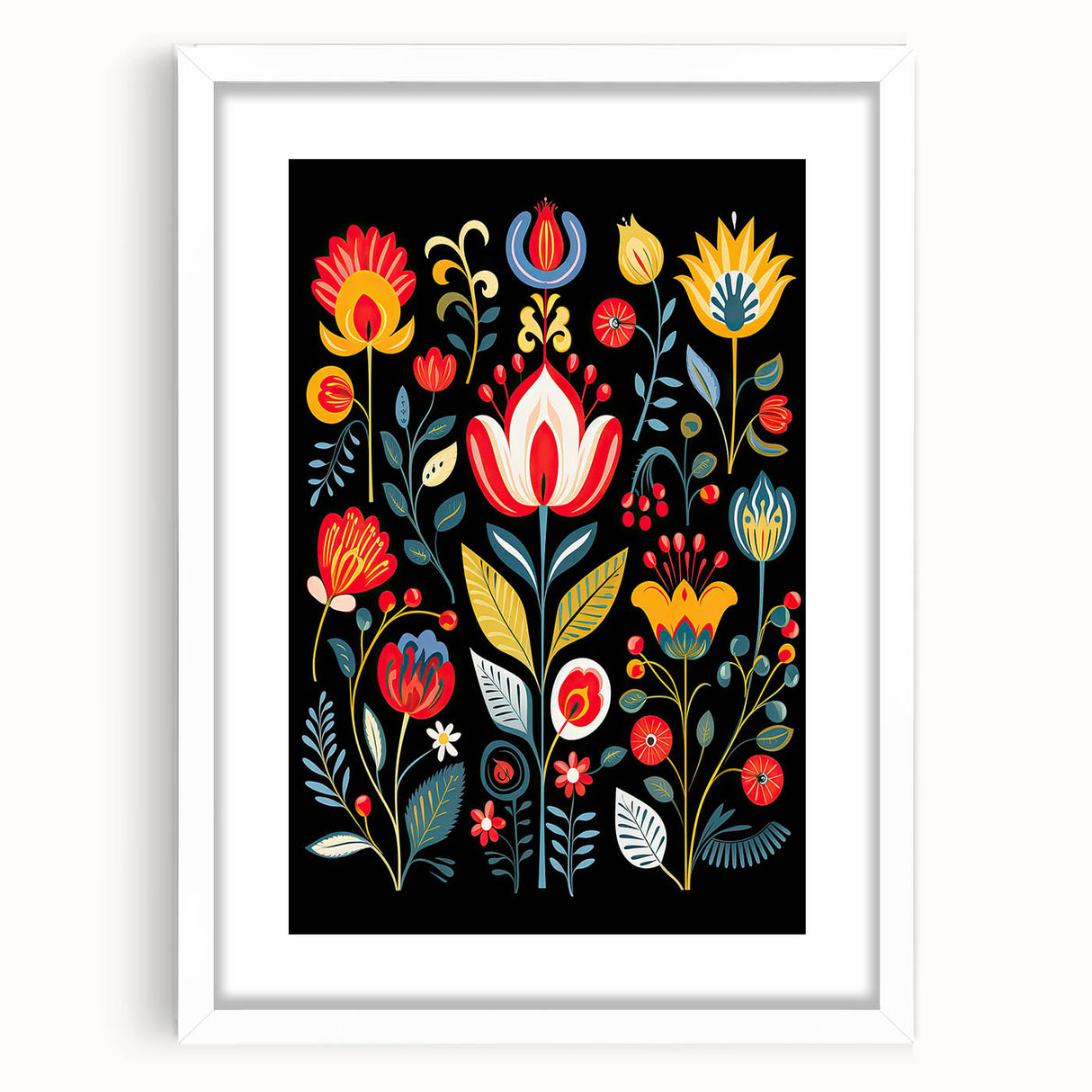 Scandinavian Wall Decor | Vibrant Floral Nordic Art Print