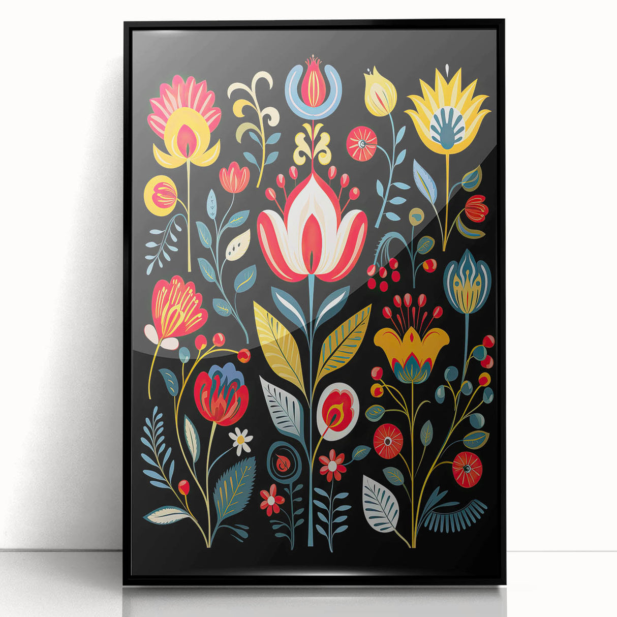 Scandinavian Wall Decor | Vibrant Floral Nordic Art Print