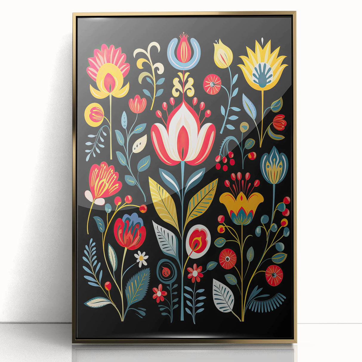 Scandinavian Wall Decor | Vibrant Floral Nordic Art Print