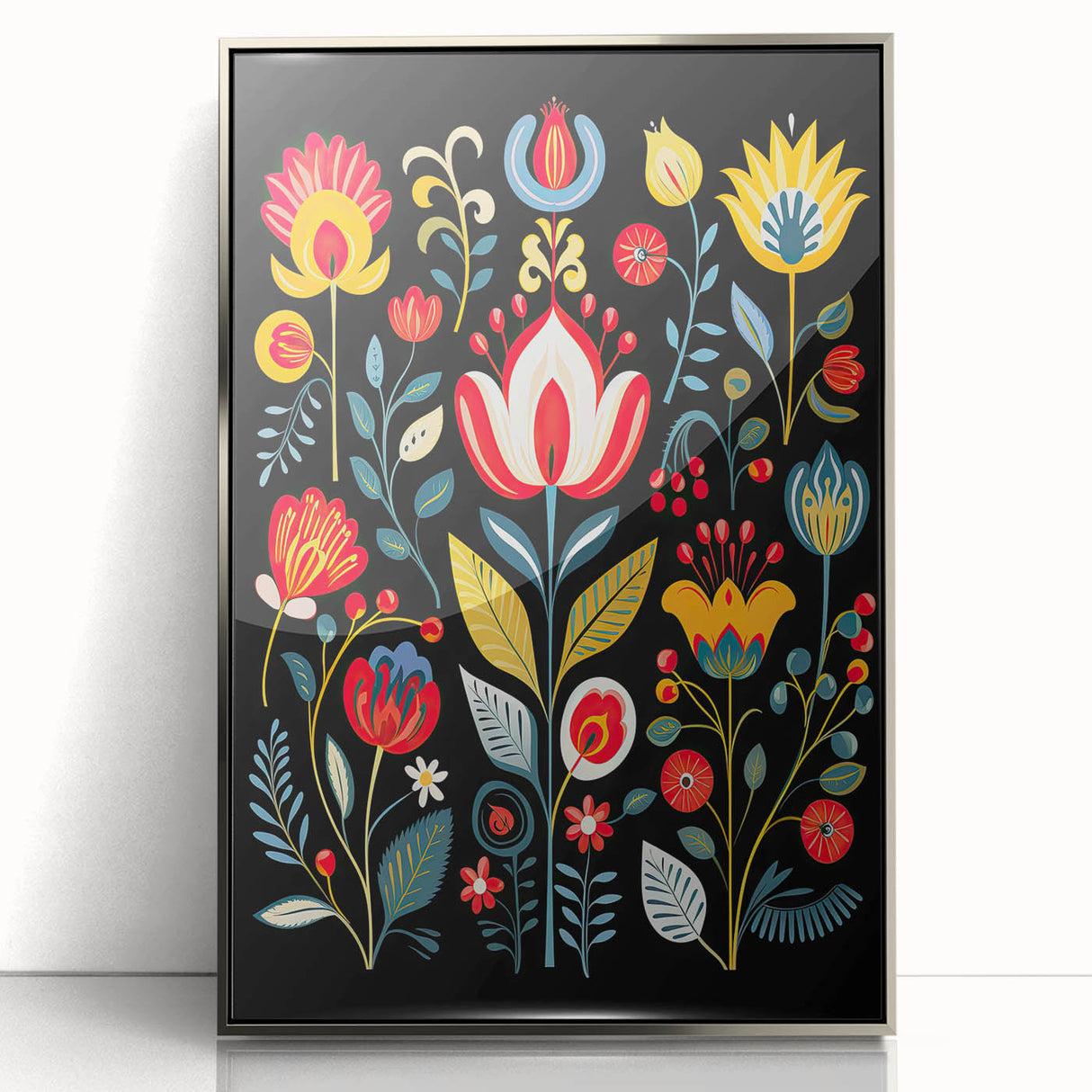 Scandinavian Wall Decor | Vibrant Floral Nordic Art Print
