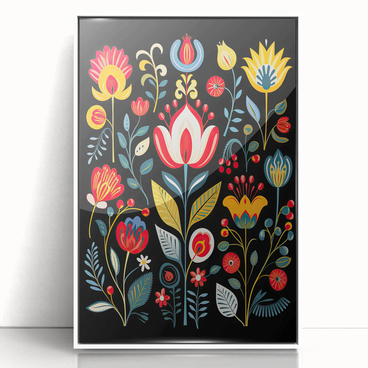 Scandinavian Wall Decor | Vibrant Floral Nordic Art Print