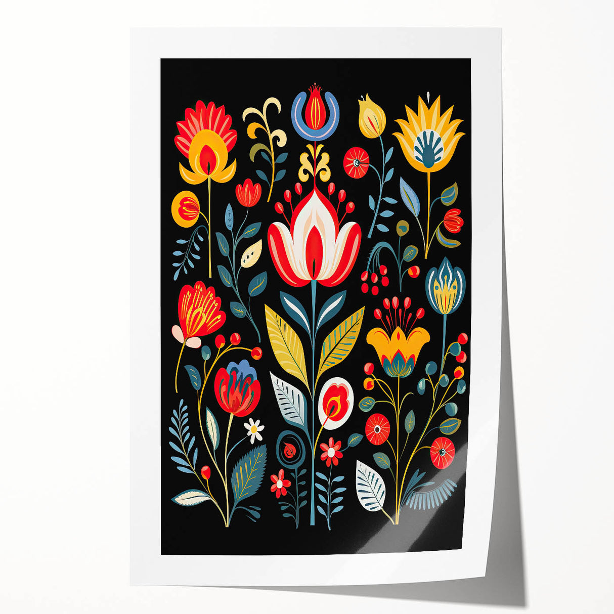 Scandinavian Wall Decor | Vibrant Floral Nordic Art Print