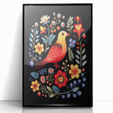 Scandinavian Wall Decor | Vibrant Nordic Bird Art Print | Hygge-Inspired