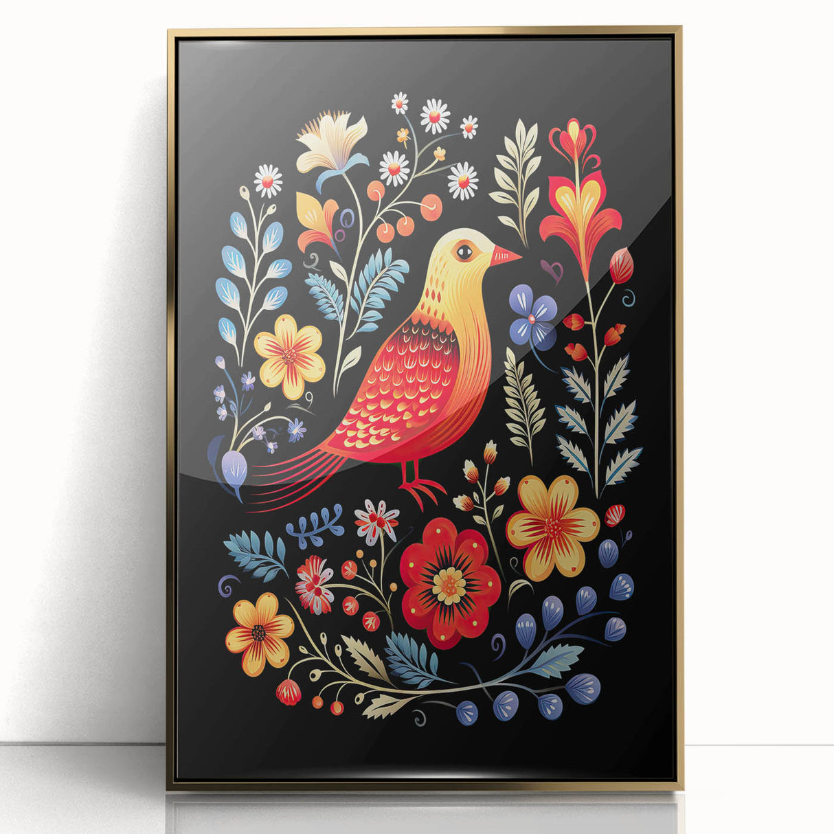 Scandinavian Wall Decor | Vibrant Nordic Bird Art Print | Hygge-Inspired