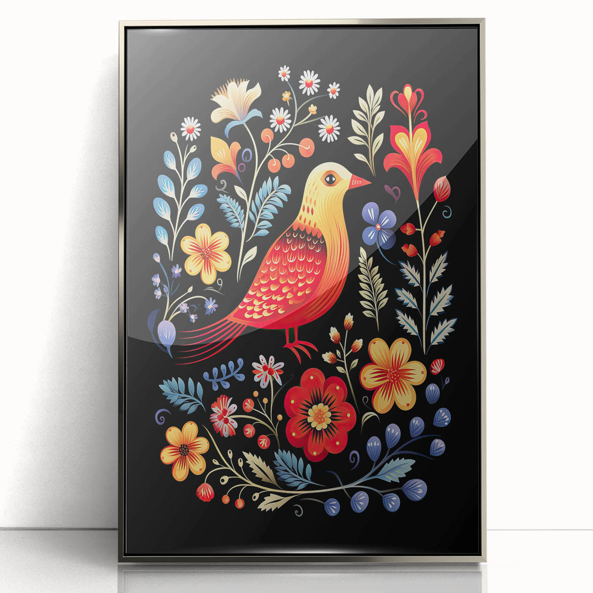 Scandinavian Wall Decor | Vibrant Nordic Bird Art Print | Hygge-Inspired