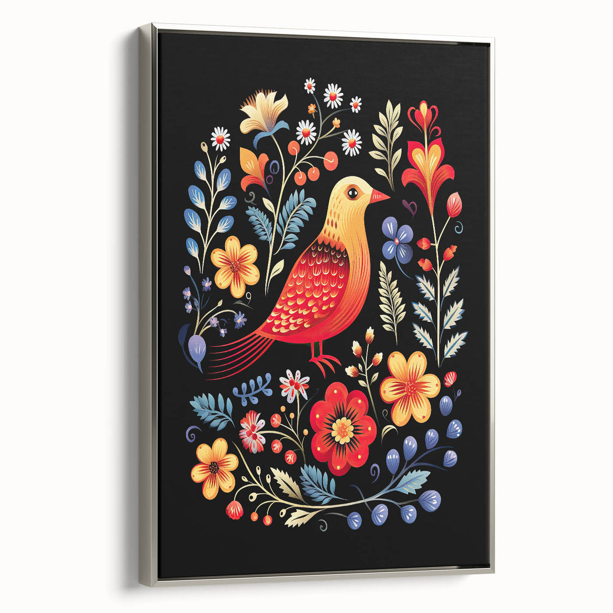 Scandinavian Wall Decor | Vibrant Nordic Bird Art Print | Hygge-Inspired