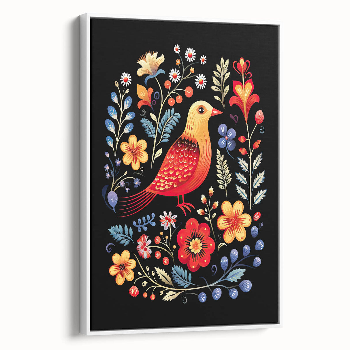 Scandinavian Wall Decor | Vibrant Nordic Bird Art Print | Hygge-Inspired