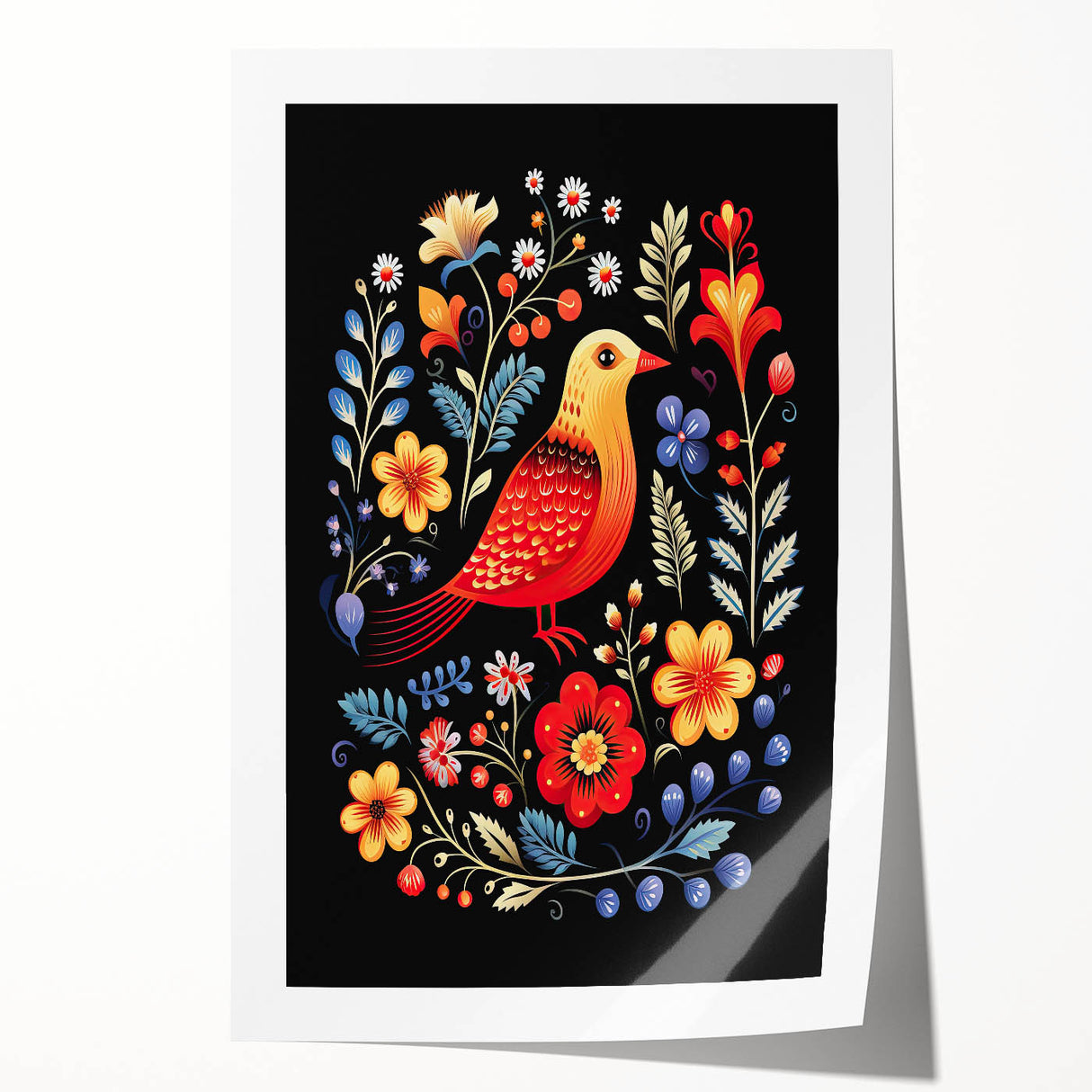 Scandinavian Wall Decor | Vibrant Nordic Bird Art Print | Hygge-Inspired