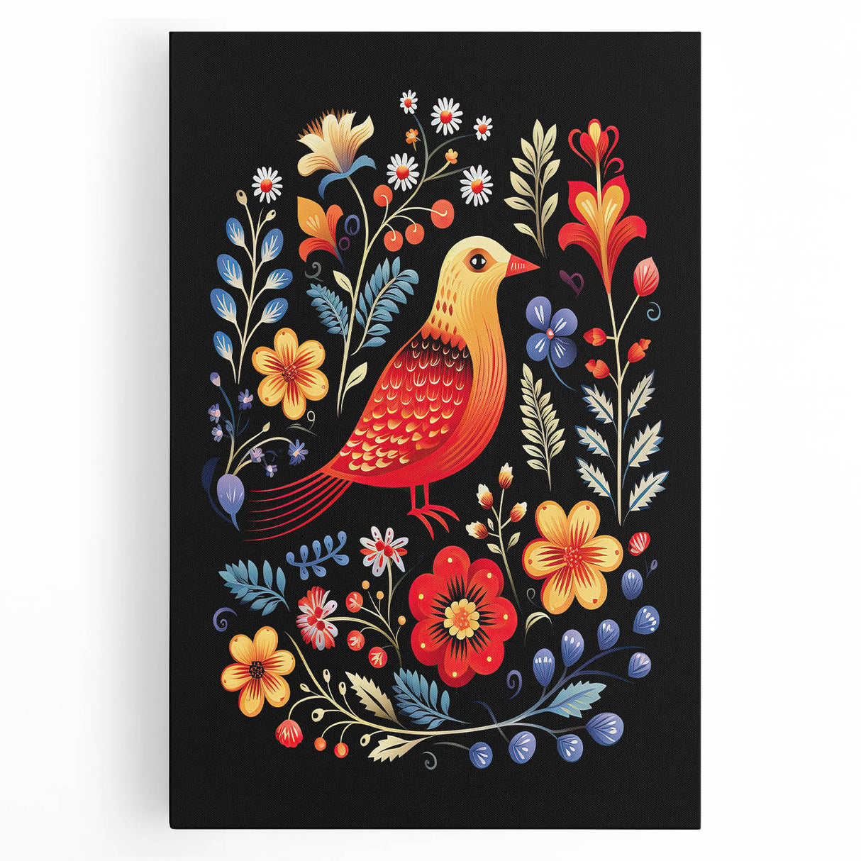 Scandinavian Wall Decor | Vibrant Nordic Bird Art Print | Hygge-Inspired