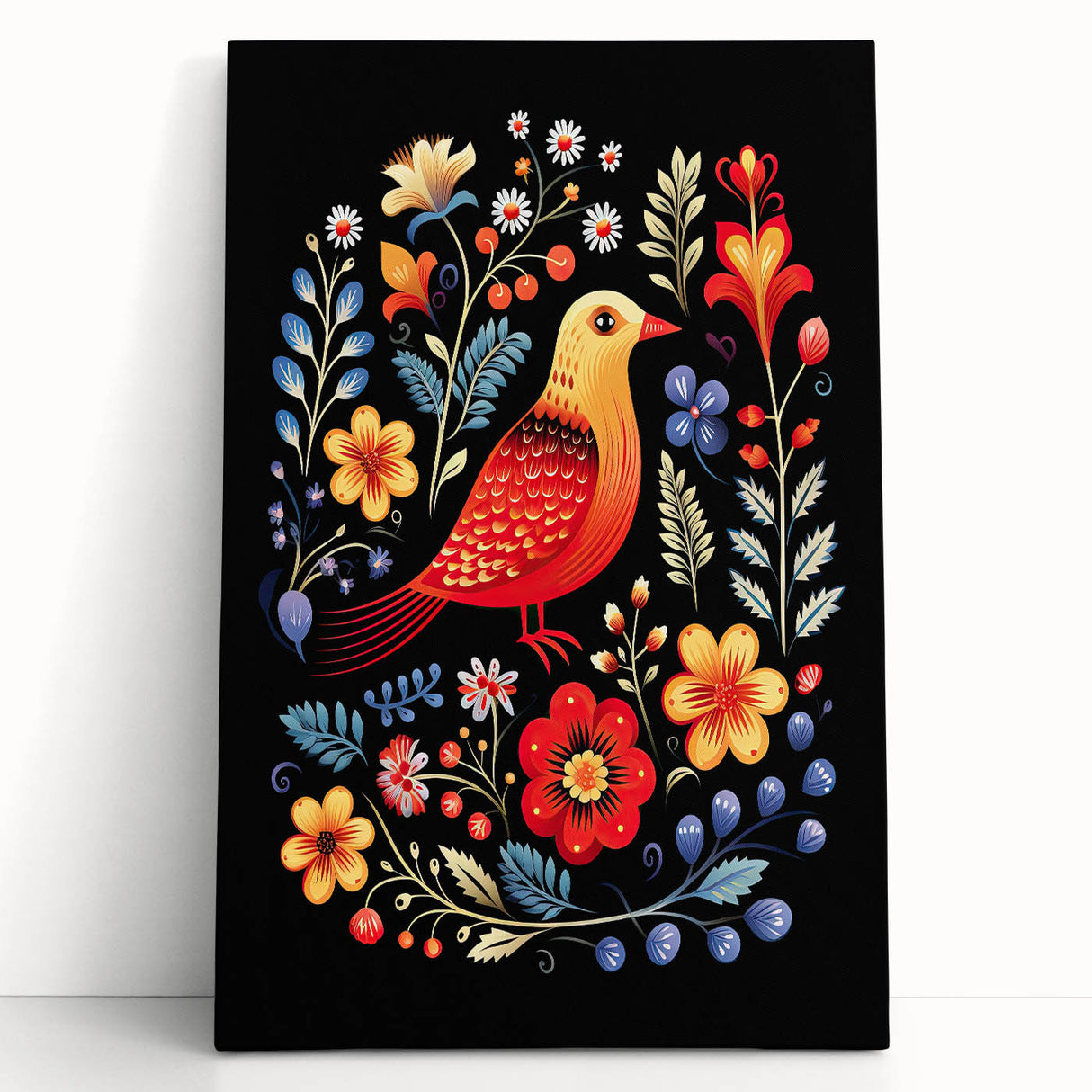 Scandinavian Wall Decor | Vibrant Nordic Bird Art Print | Hygge-Inspired
