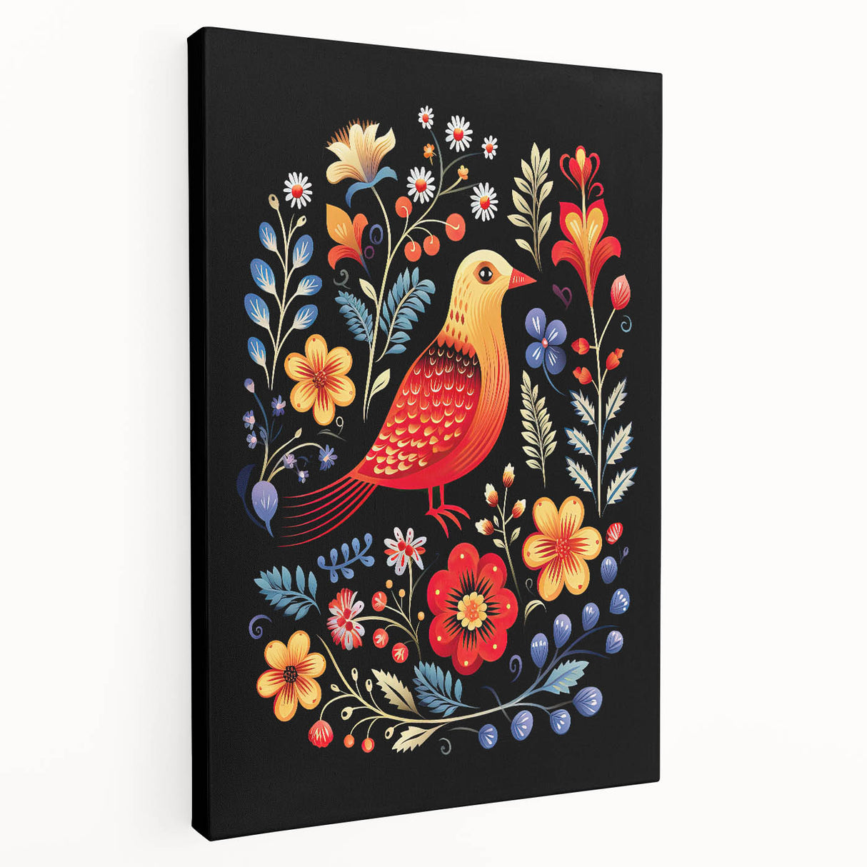 Scandinavian Wall Decor | Vibrant Nordic Bird Art Print | Hygge-Inspired