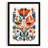 Scandinavian Wall Art | Vibrant Nordic Bird Floral Art Print | Hygge Style