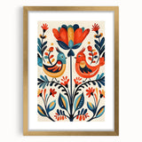 Scandinavian Wall Art | Vibrant Nordic Bird Floral Art Print | Hygge Style