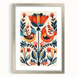 Scandinavian Wall Art | Vibrant Nordic Bird Floral Art Print | Hygge Style