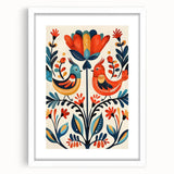 Scandinavian Wall Art | Vibrant Nordic Bird Floral Art Print | Hygge Style