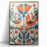 Scandinavian Wall Art | Vibrant Nordic Bird Floral Art Print | Hygge Style
