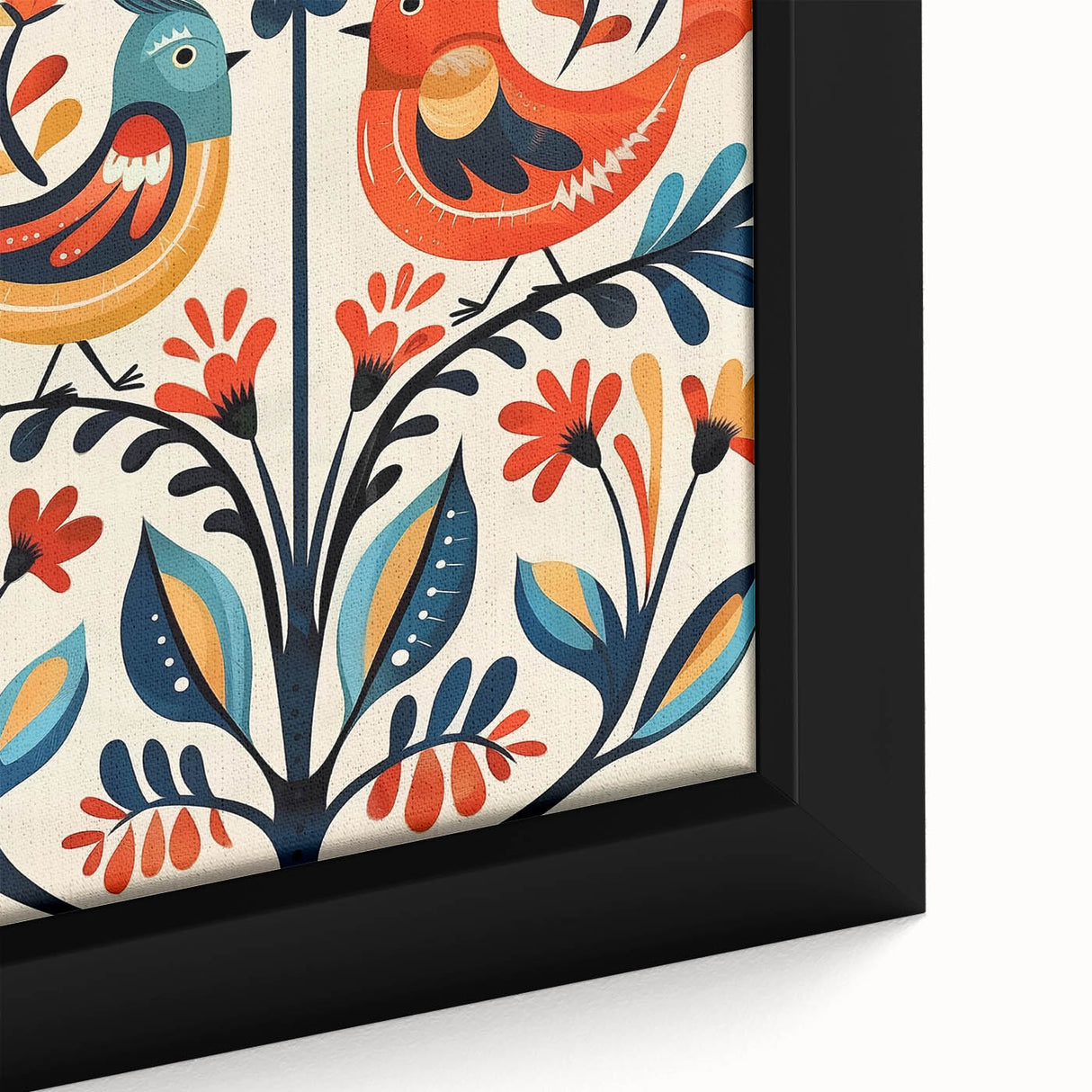Scandinavian Wall Art | Vibrant Nordic Bird Floral Art Print | Hygge Style
