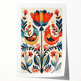 Scandinavian Wall Art | Vibrant Nordic Bird Floral Art Print | Hygge Style