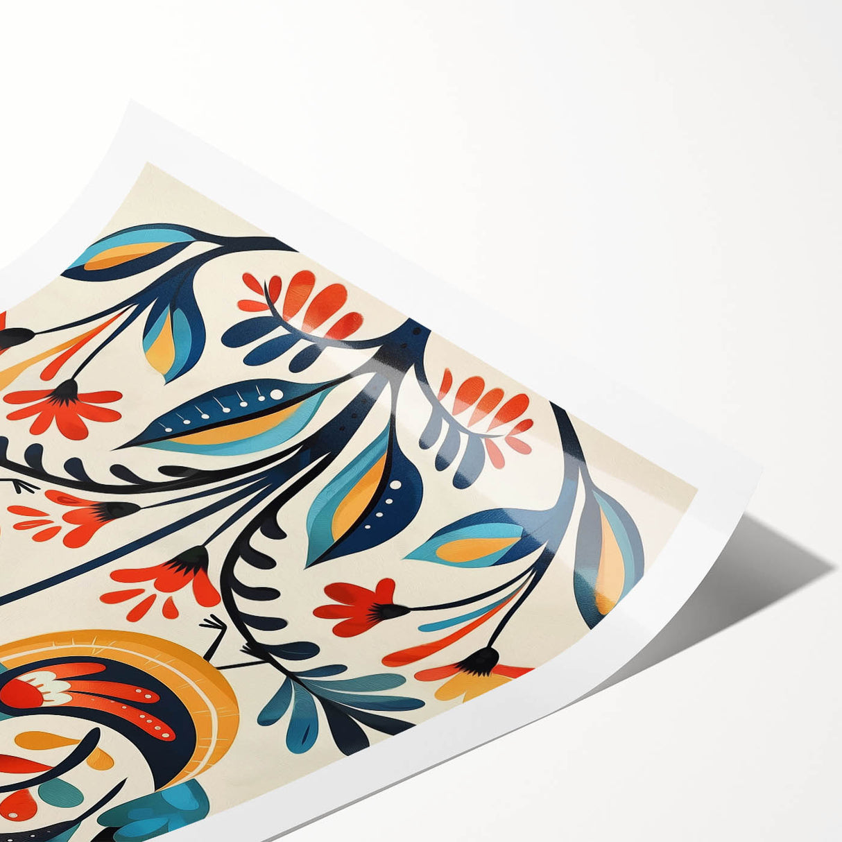 Scandinavian Wall Art | Vibrant Nordic Bird Floral Art Print | Hygge Style