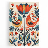 Scandinavian Wall Art | Vibrant Nordic Bird Floral Art Print | Hygge Style
