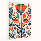 Scandinavian Wall Art | Vibrant Nordic Bird Floral Art Print | Hygge Style