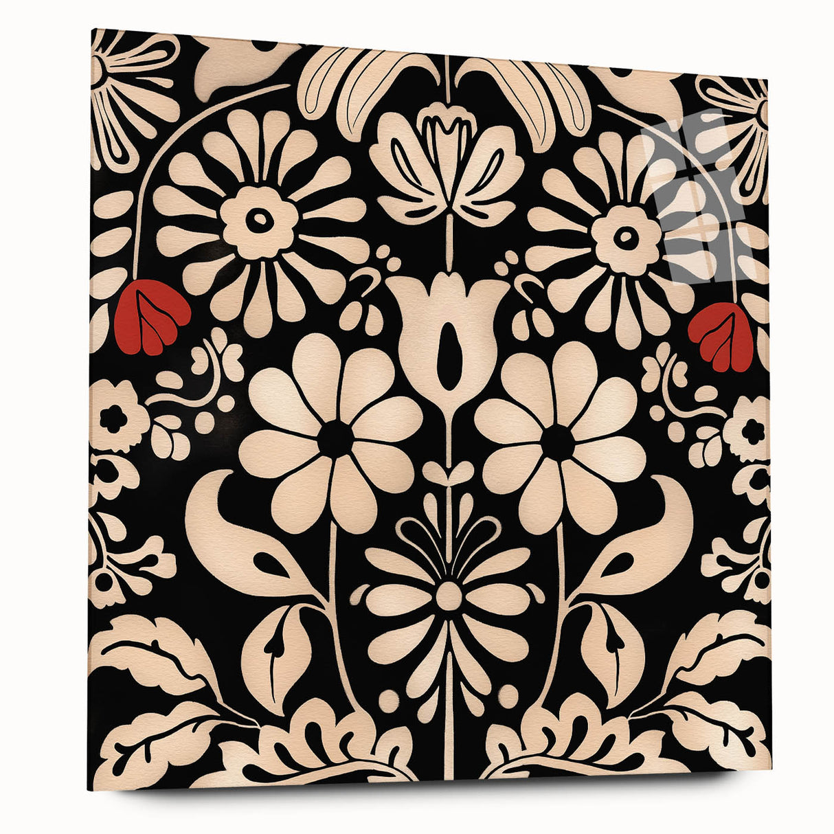Scandinavian Floral Wall Art | Nordic Black and Beige Art Print | Hygge
