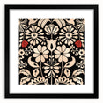 Scandinavian Floral Wall Art | Nordic Black and Beige Art Print | Hygge