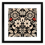 Scandinavian Floral Wall Art | Nordic Black and Beige Art Print | Hygge