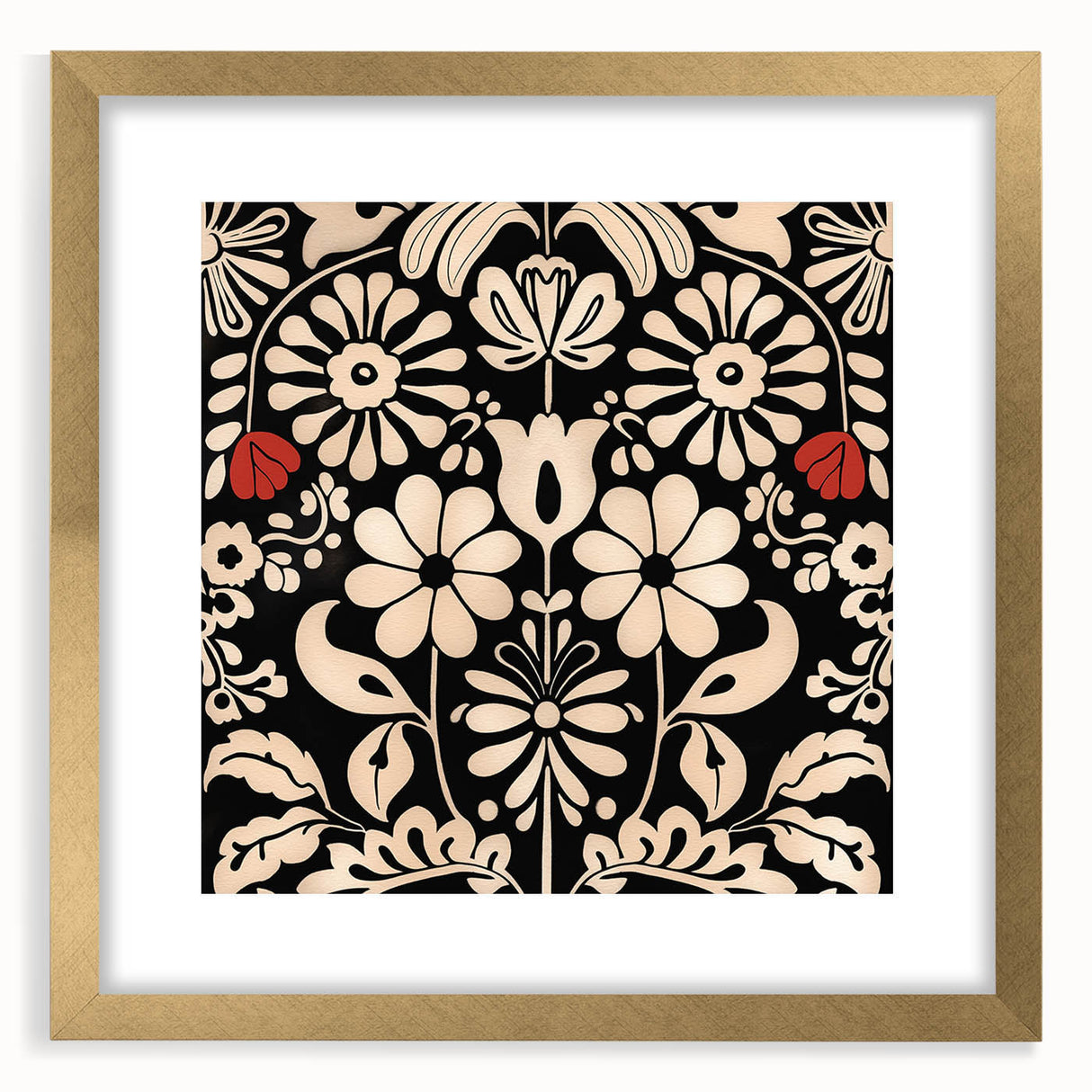 Scandinavian Floral Wall Art | Nordic Black and Beige Art Print | Hygge