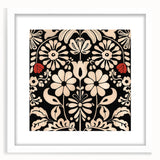 Scandinavian Floral Wall Art | Nordic Black and Beige Art Print | Hygge
