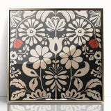 Scandinavian Floral Wall Art | Nordic Black and Beige Art Print | Hygge
