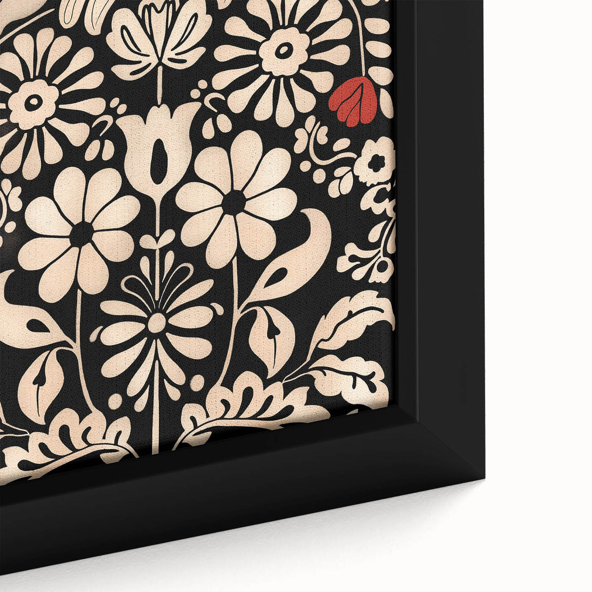 Scandinavian Floral Wall Art | Nordic Black and Beige Art Print | Hygge