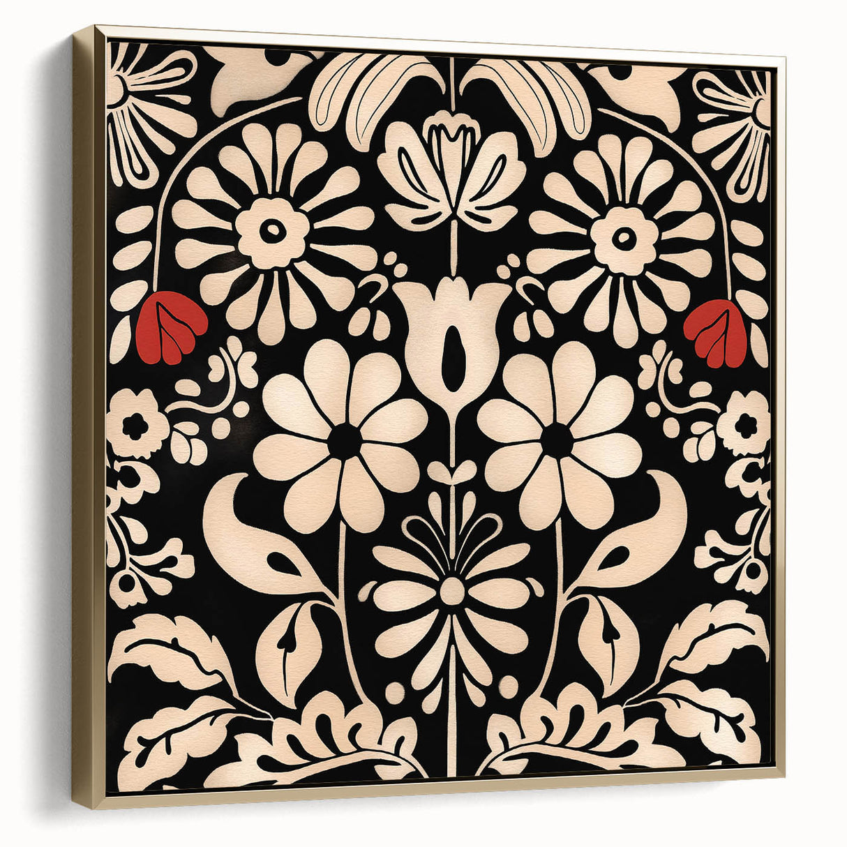 Scandinavian Floral Wall Art | Nordic Black and Beige Art Print | Hygge