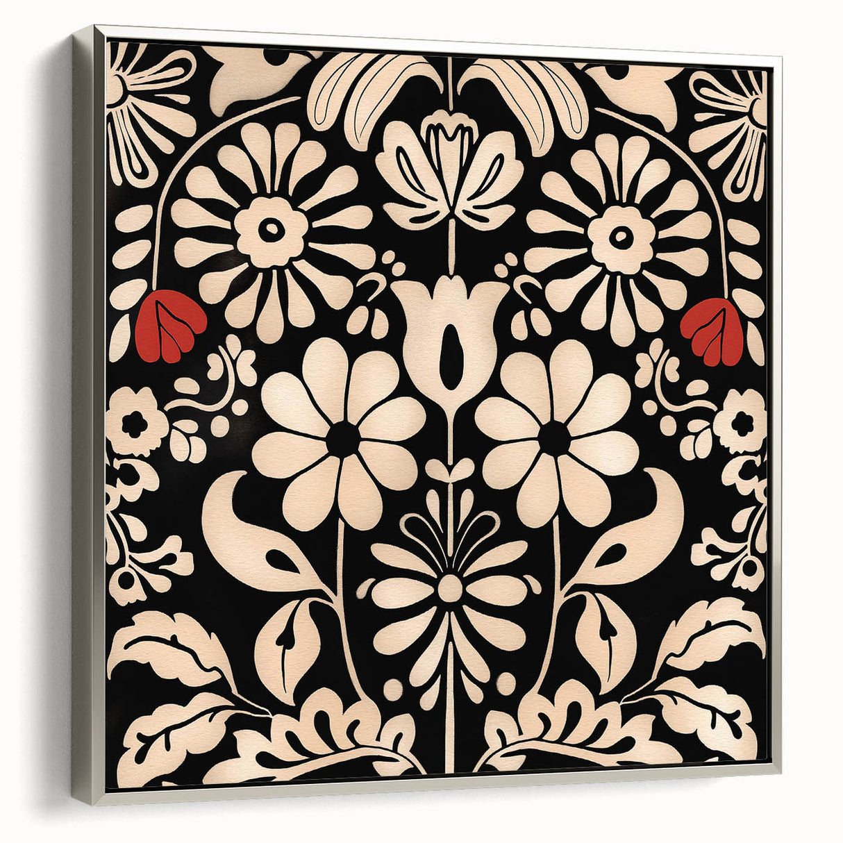 Scandinavian Floral Wall Art | Nordic Black and Beige Art Print | Hygge
