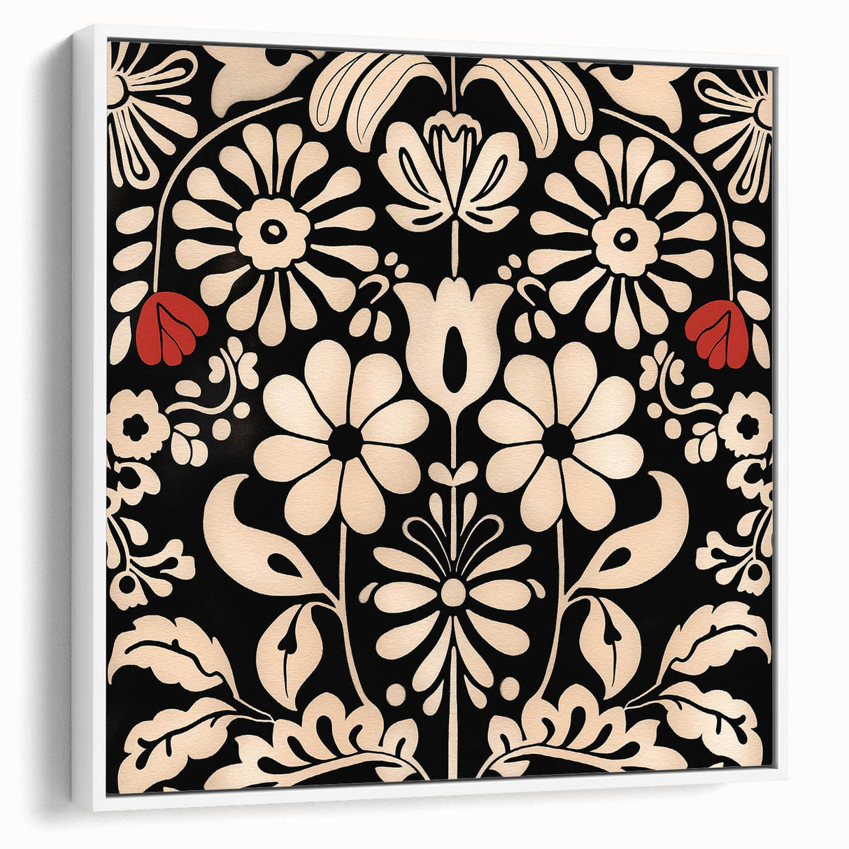 Scandinavian Floral Wall Art | Nordic Black and Beige Art Print | Hygge