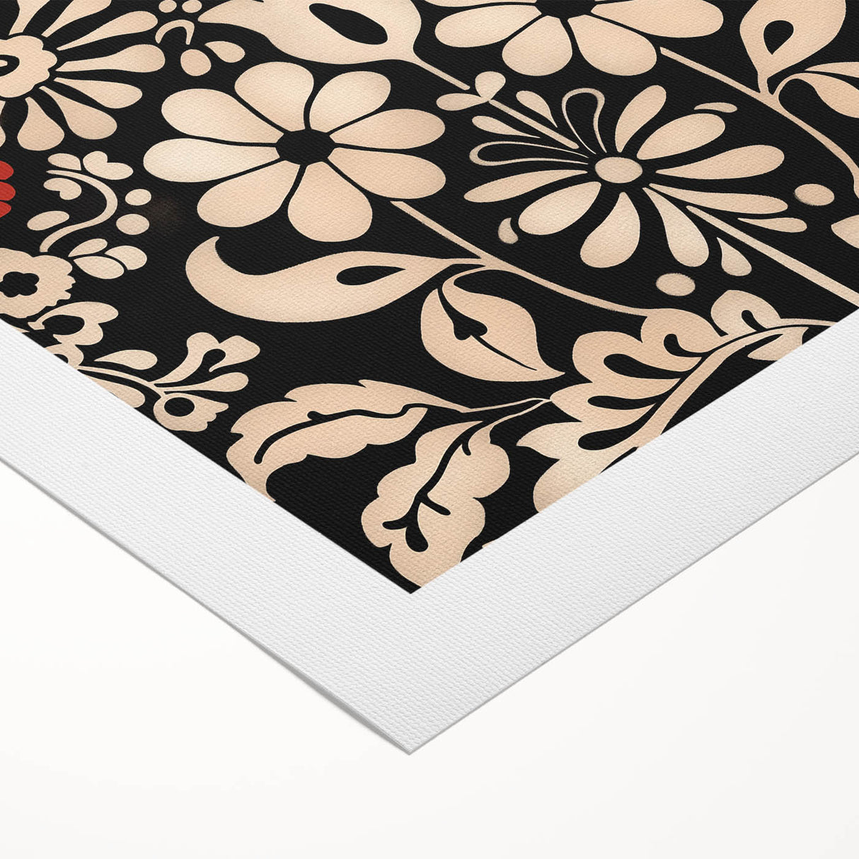 Scandinavian Floral Wall Art | Nordic Black and Beige Art Print | Hygge