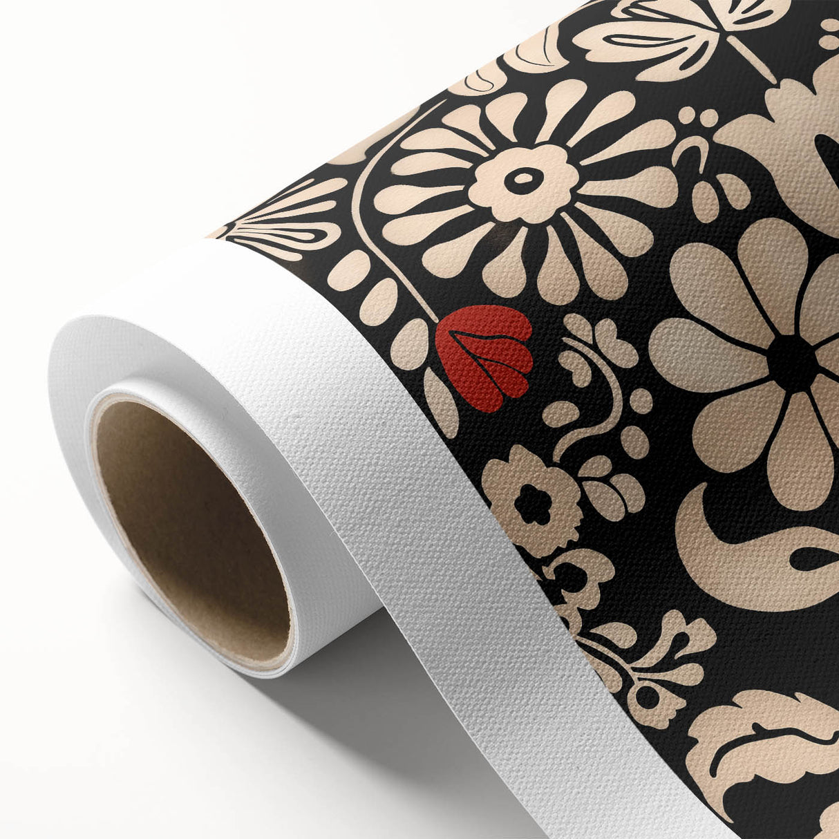 Scandinavian Floral Wall Art | Nordic Black and Beige Art Print | Hygge