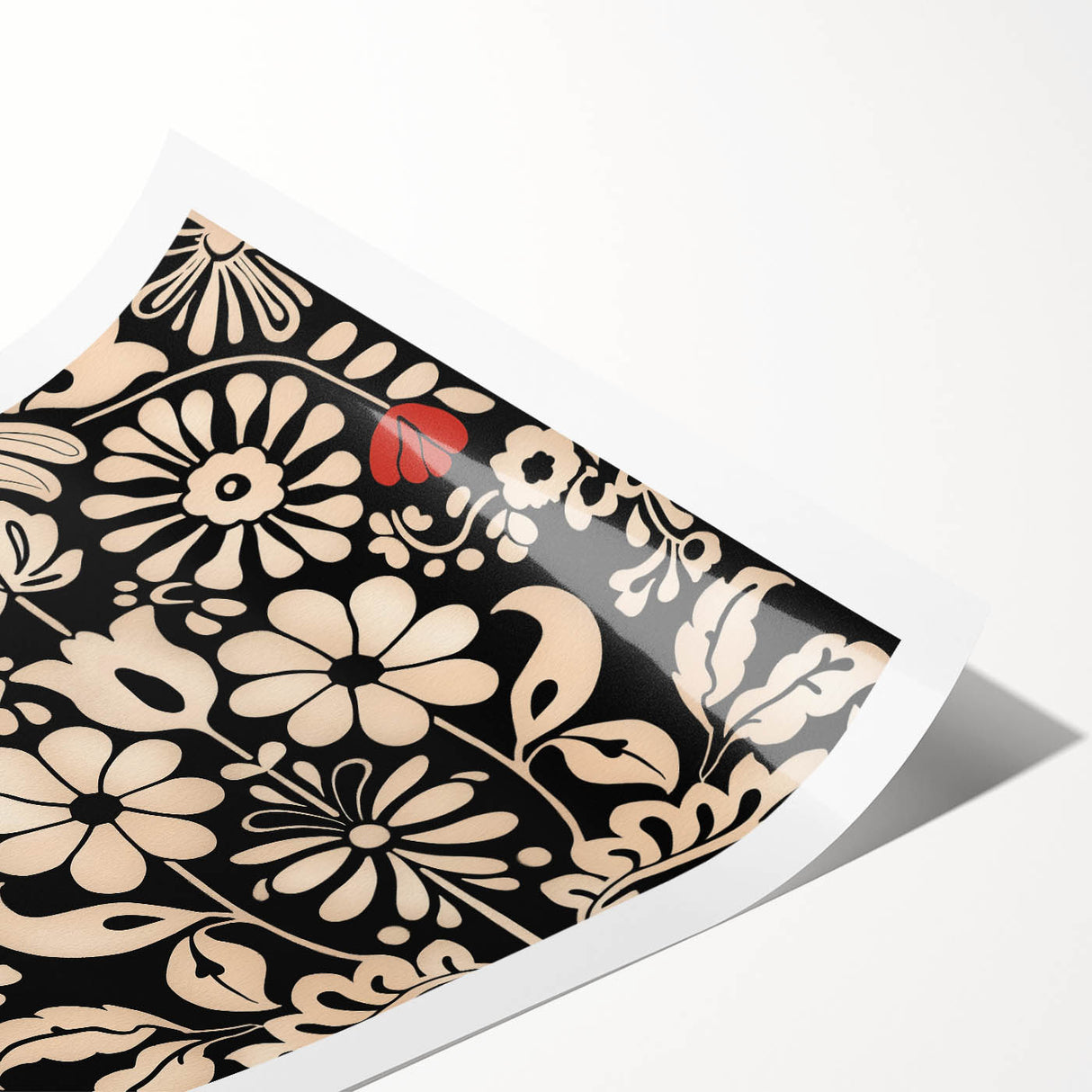 Scandinavian Floral Wall Art | Nordic Black and Beige Art Print | Hygge