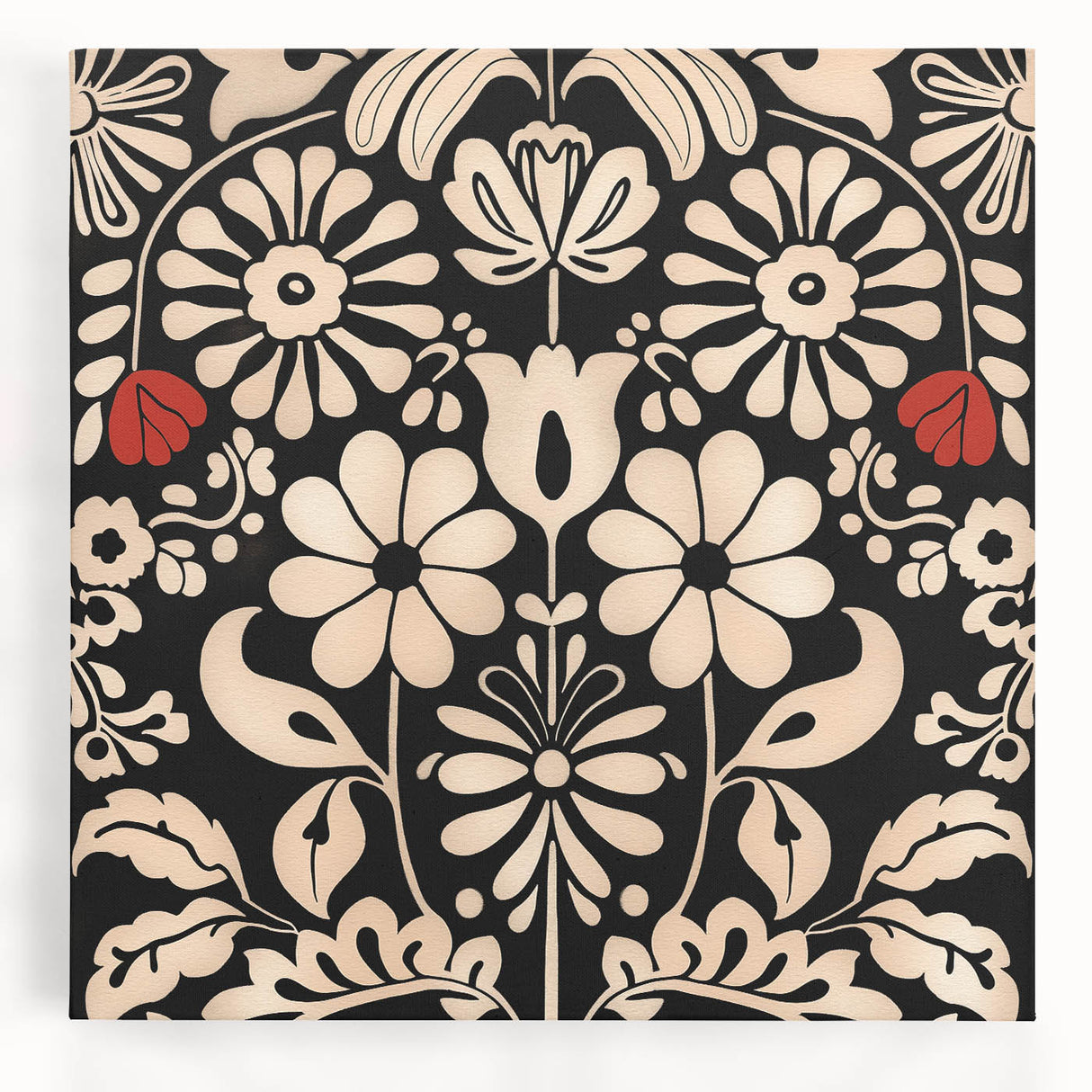 Scandinavian Floral Wall Art | Nordic Black and Beige Art Print | Hygge