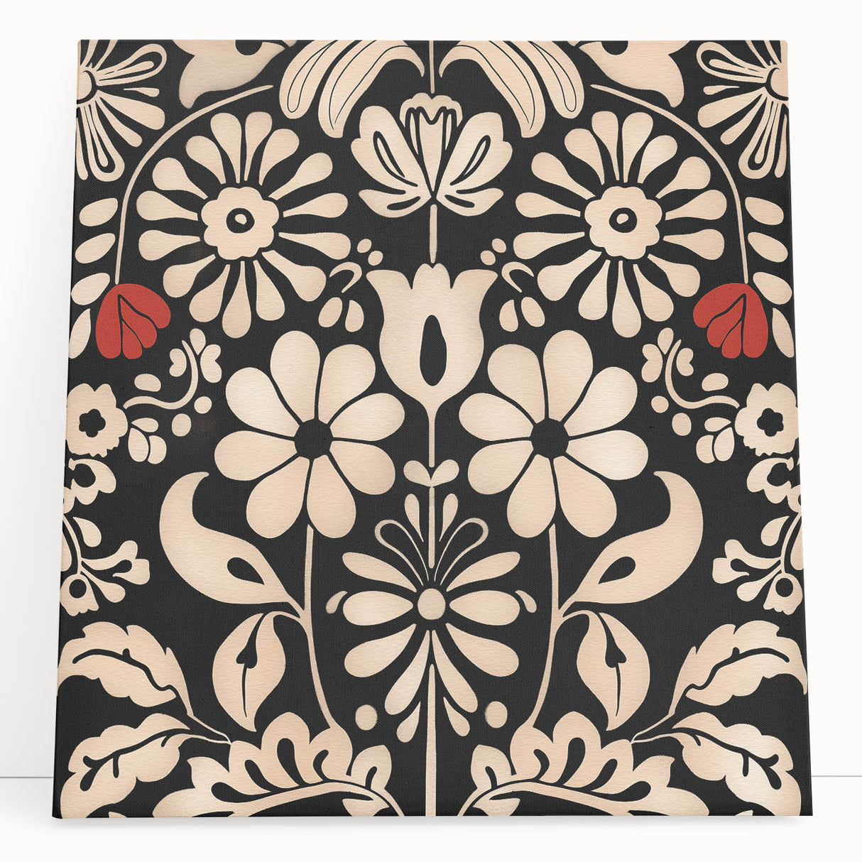 Scandinavian Floral Wall Art | Nordic Black and Beige Art Print | Hygge