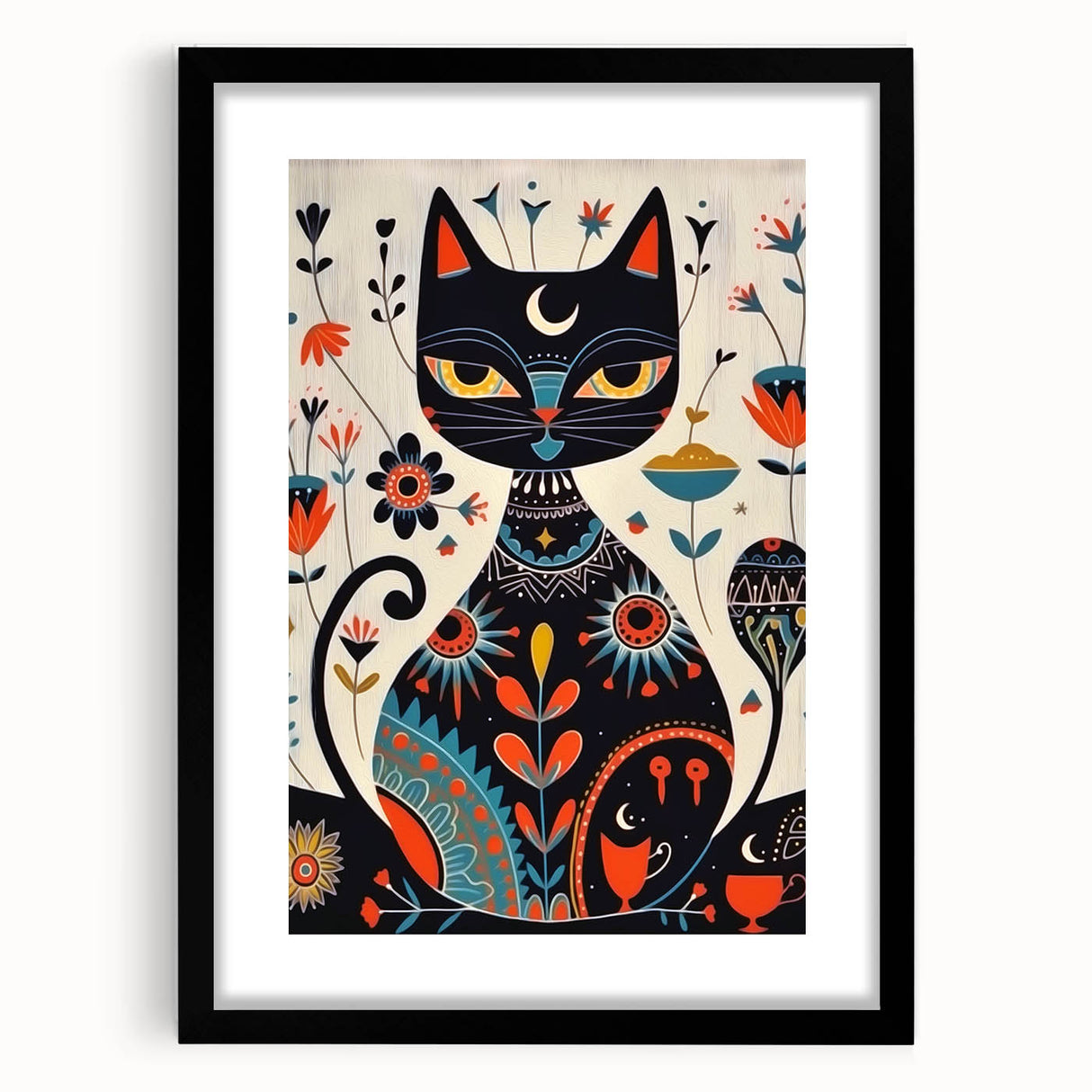 Scandinavian Wall Decor | Mystical Nordic Cat Art Print | Hygge Style