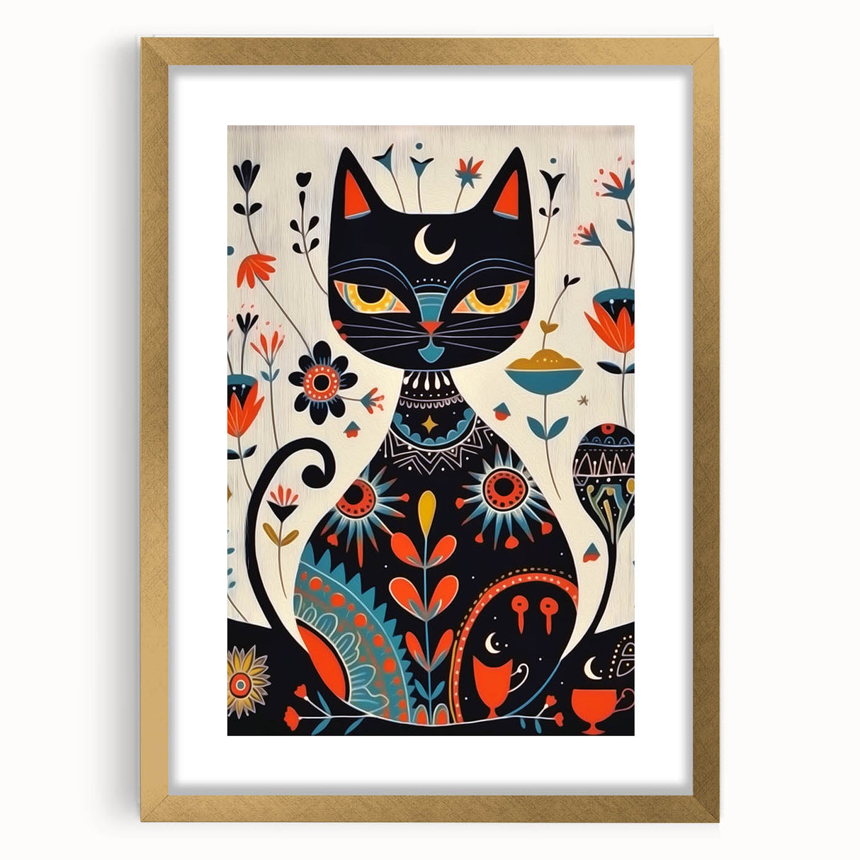 Scandinavian Wall Decor | Mystical Nordic Cat Art Print | Hygge Style