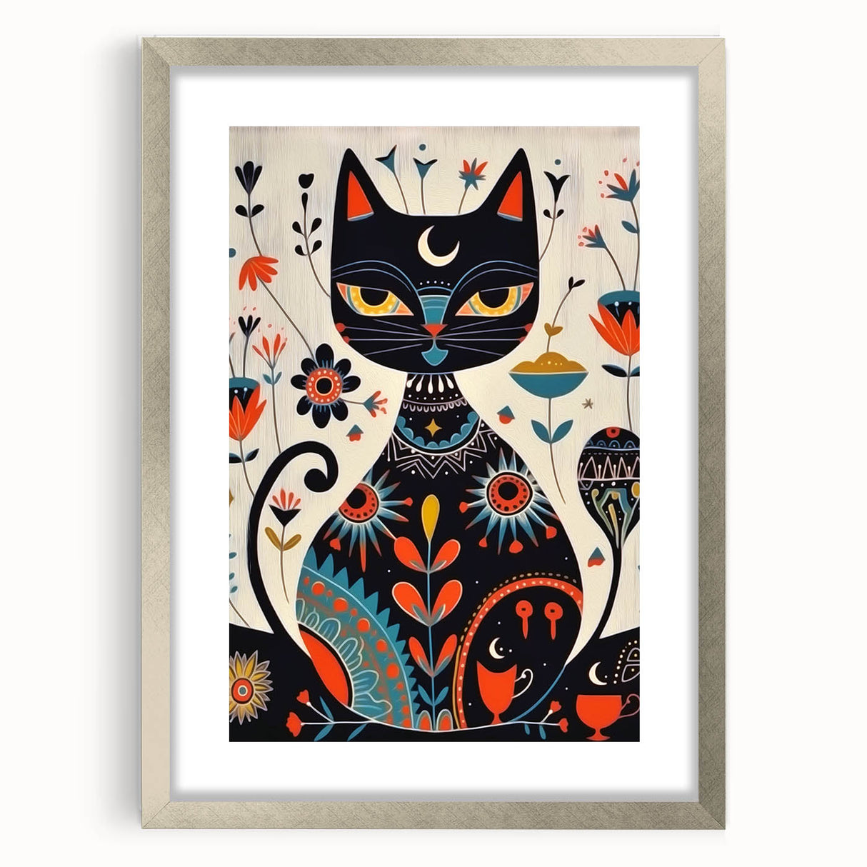 Scandinavian Wall Decor | Mystical Nordic Cat Art Print | Hygge Style