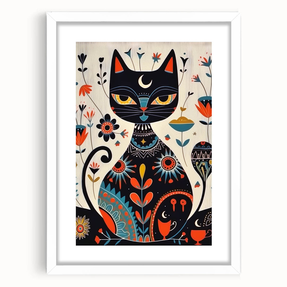 Scandinavian Wall Decor | Mystical Nordic Cat Art Print | Hygge Style