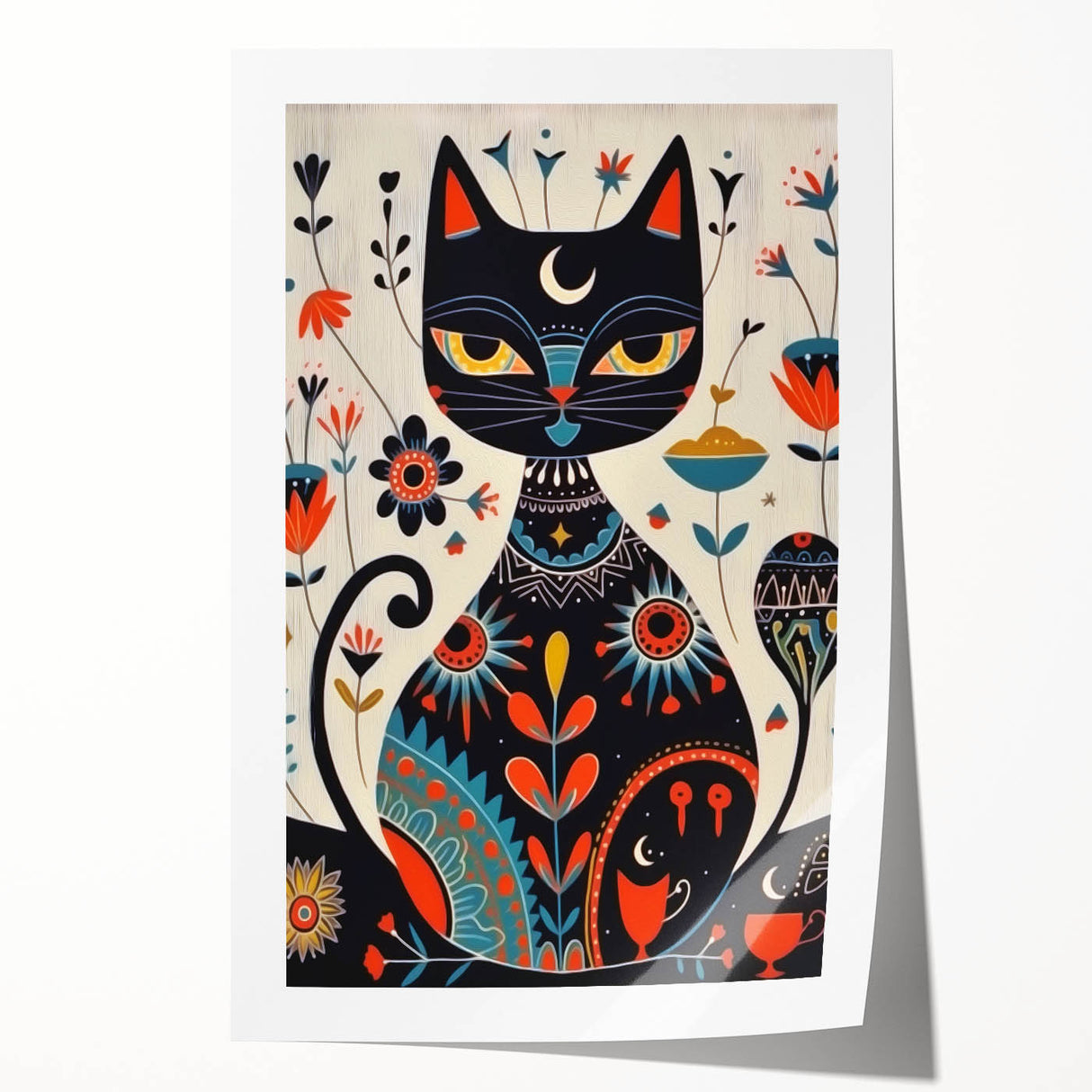 Scandinavian Wall Decor | Mystical Nordic Cat Art Print | Hygge Style